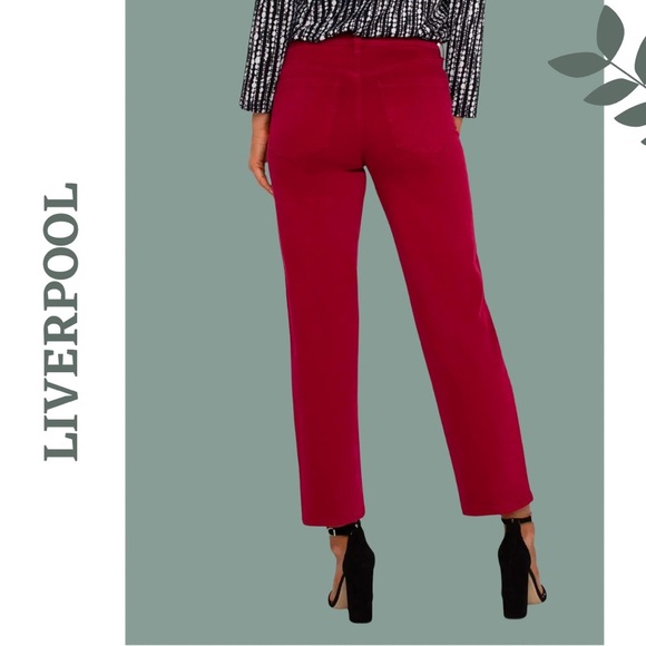 Liverpool Women's Kennedy Straight Cropped Garnet Jeans Size 16 - Picture 2 of 8